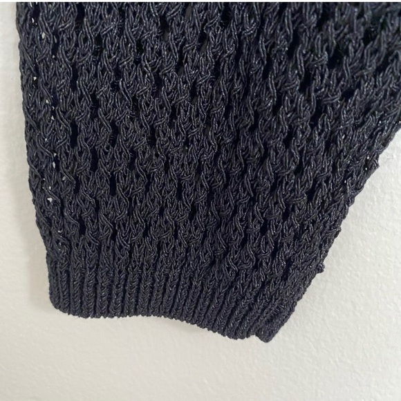 Wilfred Free Aritzia Black Mesh Pullover Tunic Sweater Crew Neck Viscose - Picture 8 of 9